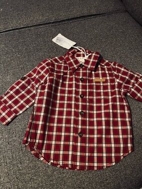 Hope and Henry Plaid Button down Shirt Red / White 3-6 months